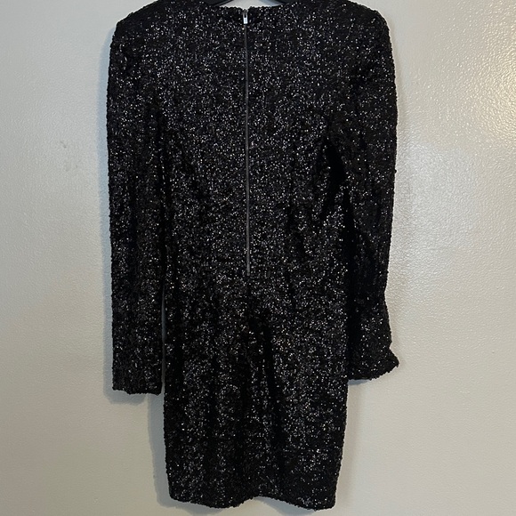 Express Elegant Black Sequin Long Sleeve Dress - Picture 3 of 5